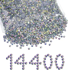 SS30/2880pcs SS10/14400pcs Large Bulk Hotfix Crystal AB Glass Rhinestones for Nails Art Makeup Bags Pens Shoes Bottles Tumblers Clothes Decoration DIY Projects 14400 pcs