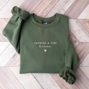 Growing A Tiny Human Sweatshirt, Soon To Be Mom Sweater, Pregnant Expecting Mom Gift, Pregnancy Reveal Baby Announcement Shirt