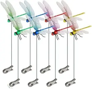 4 pcs Outdoor Fake Dragonfly Rod-Clip,Garden Metal bug repellent,3D Dragonfly Garden Decoration,Natural Organic Concept,Garden Bird and Fly Interfere Devices for Indoor and Garden,Creative Home Accessories Decorative Design Wall Decor