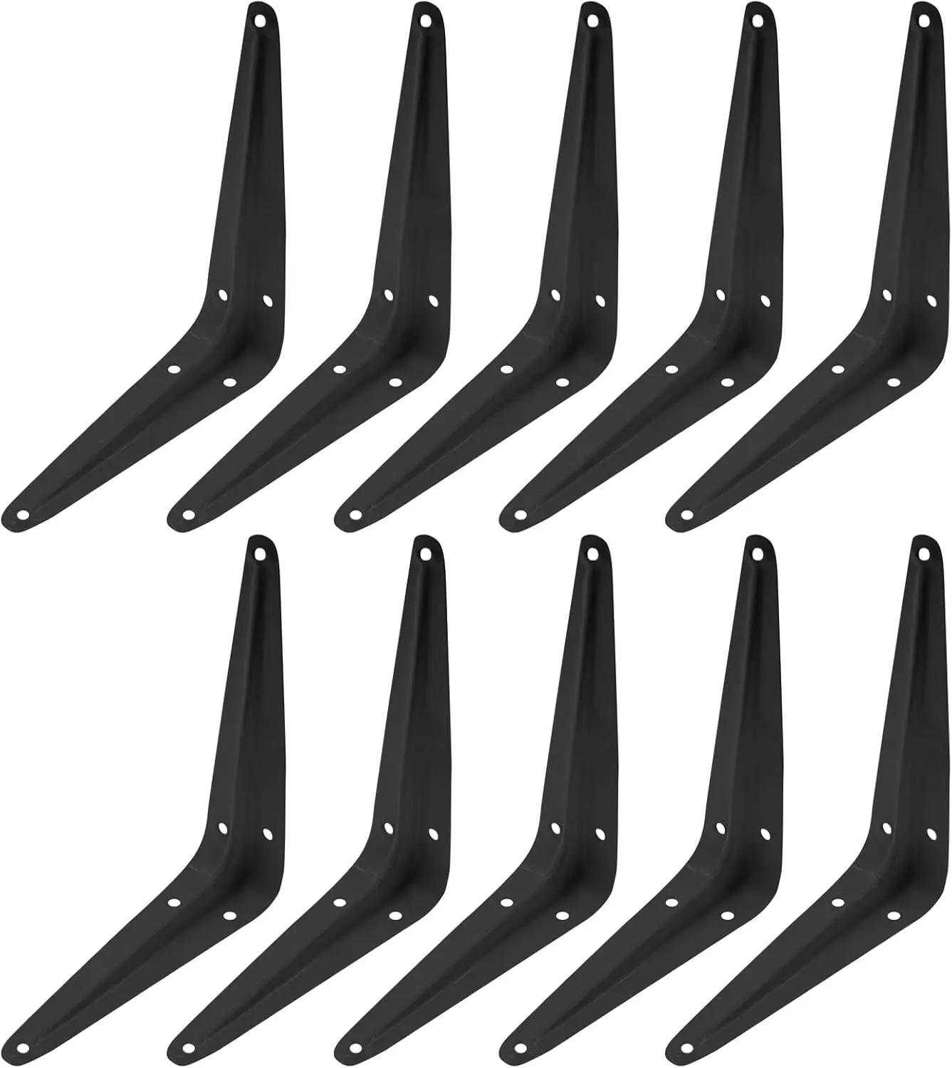 10Pcs Heavy-Duty Black Cold-Rolled Steel Wall Mount Shelf Brackets, 4x5in Pre-Drilled Plastic-Safe Corner Angle Brackets with Screws, High Bearing Capacity, Easy Installation for DIY Shelving Projects