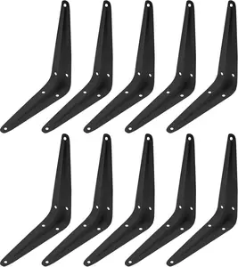 Shelf Brackets 10Pcs 4 x 5 Inch Black Heavy Duty Metal Wall Corner Angle Shelving Wall Hanging Shelves