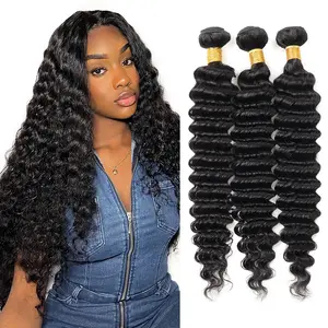 Deep Wave Human Hair Bundles 30 inches Brazilian Deep Wave Bundles Human Hair 100% Unprocessed Deep Curly Human Hair Weave 1/3/4 Bundles