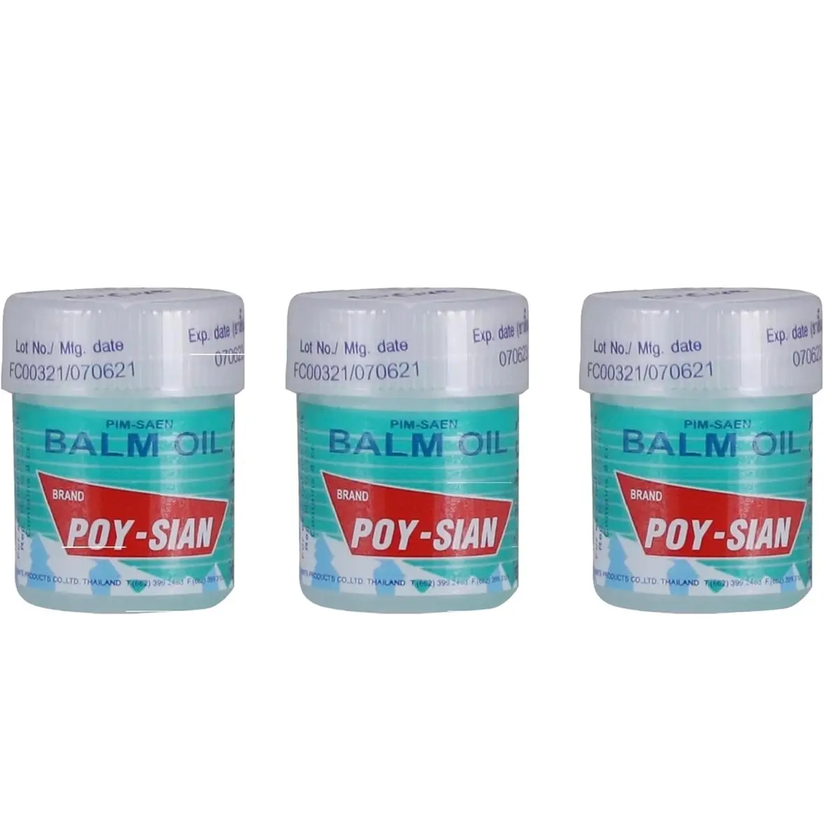 POY-SIAN Thai Pim-Saen Cotton Nasal Inhaler 8 ml (Pack of 3)