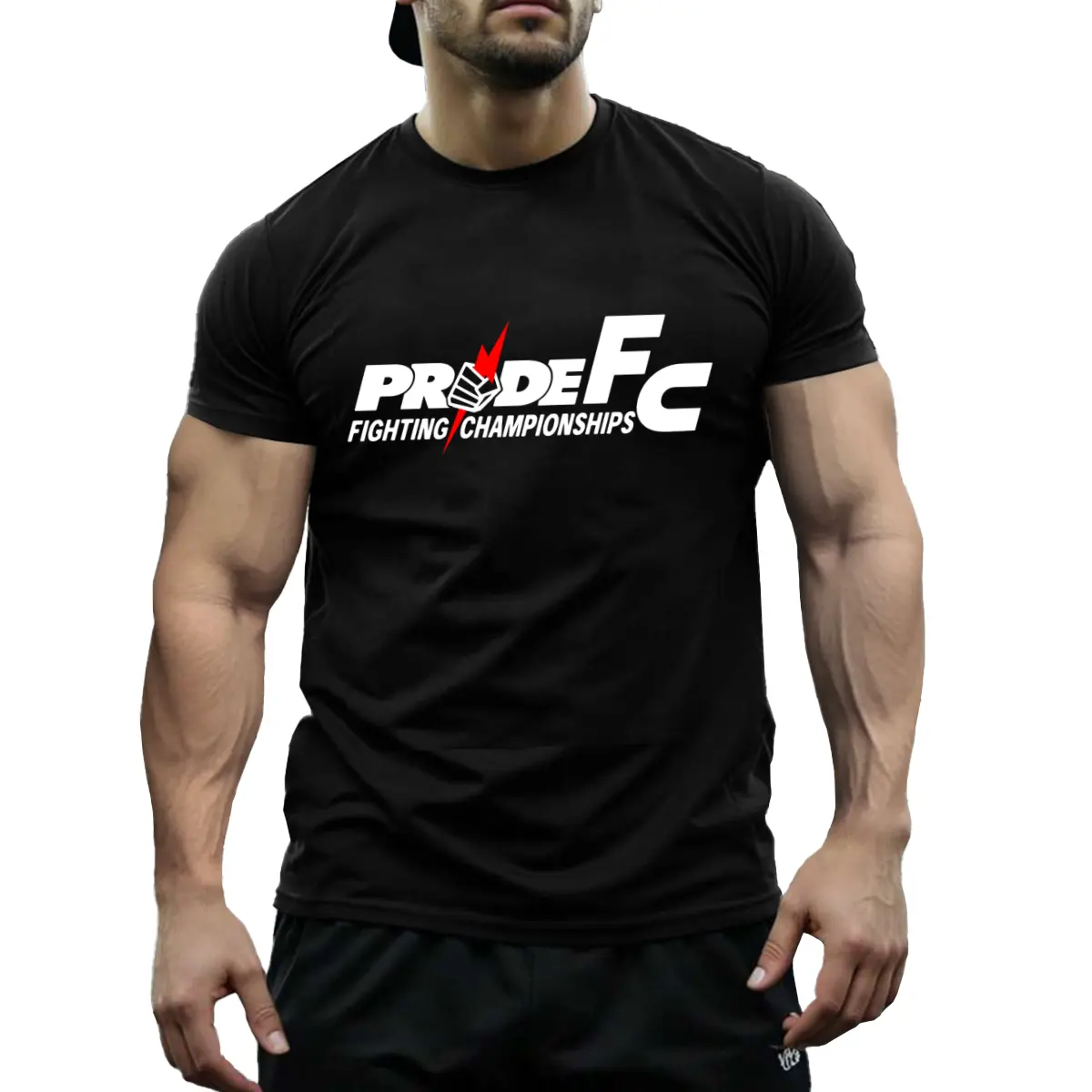 Men's Pride Fighting Championship Logo T-Shirt - Black, Sizes S To 3Xl, Casual Crew Neck, Short Sleeve, Geometric Design, Made in Usa