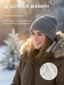Warm Soft Stretch Knit Beanie for Winter, Cozy and Stylish Winter Hat, Essential Fashion Accessories for Cold Weather, Knitted Winter Hat