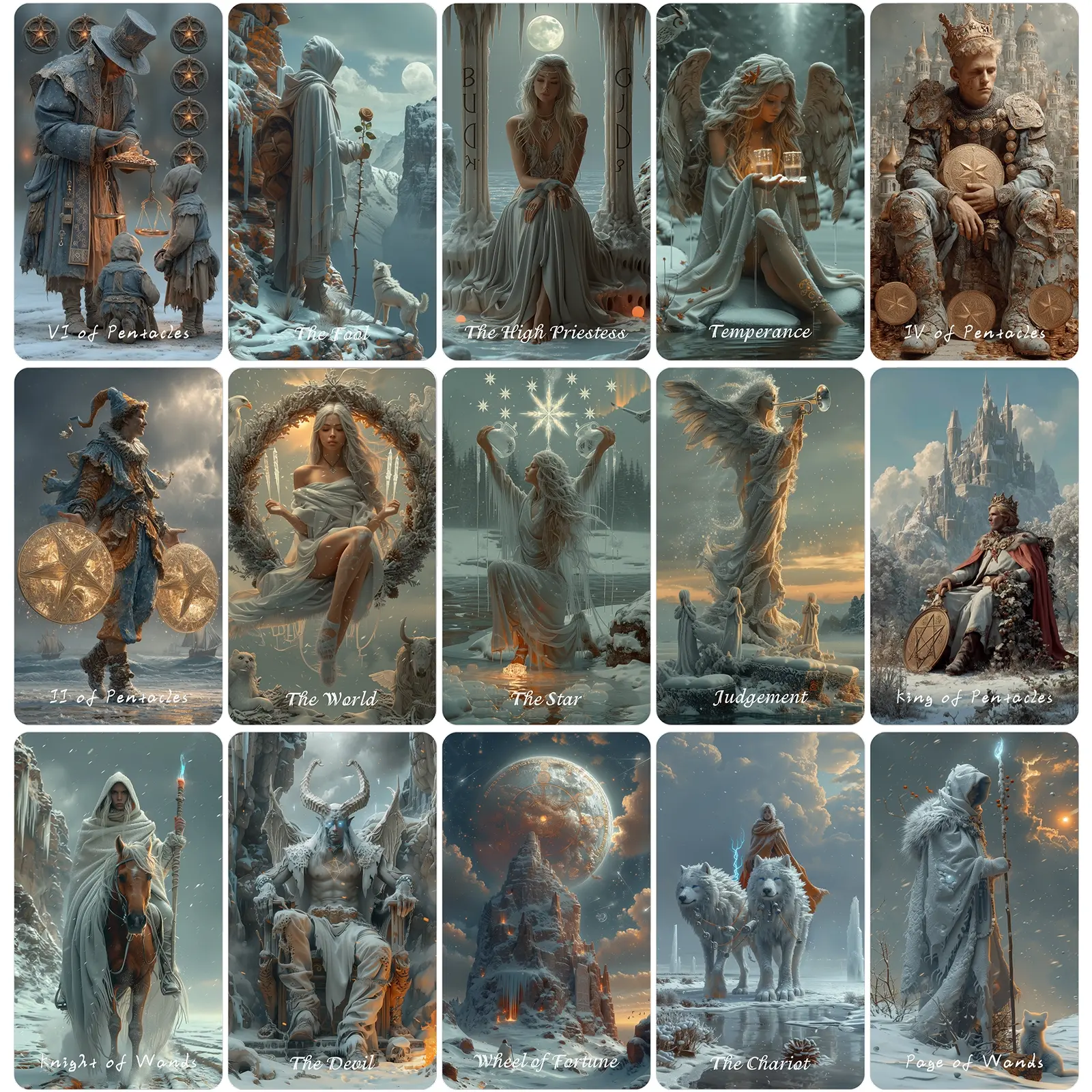 Gilded Rider Waite Tarot Cards for Beginners with Guidebook, Winter Still Tarot Deck, 80 ...