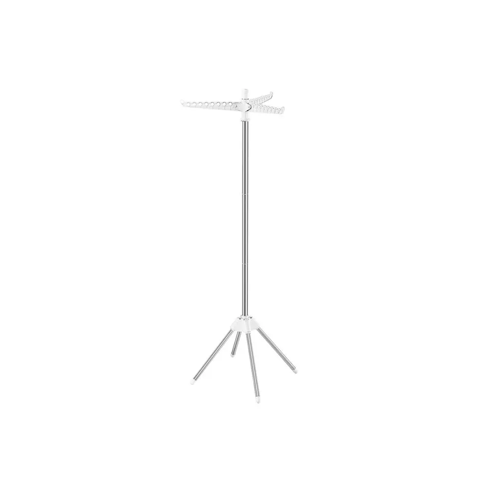 SONGMICS Clothes Drying Rack, 59-Inch Folding Laundry Drying Rack with 3 Rotatable Arms for Hangers, 4 Legs, Stainless Steel, for 27 Pieces of Clothes