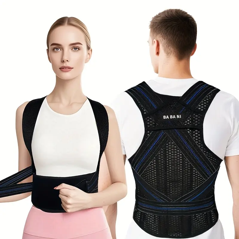 Stretch Trainer with Reinforced Waistband Posture-Enhancing Tank Top for Shoulder Relief Adjustable Back Straps Ideal for Adults Students and Elderly Black