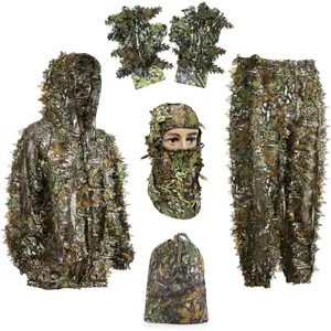 6pcs/set Outdoor Camouflage Clothing, Military Style Concealment Gear, Ideal for Forest Activities, Stay Hidden in Nature