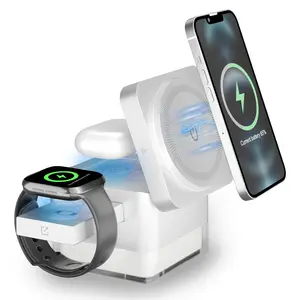 15W Fast Charging Station, Foldable Wireless Charging Stand for Galaxys S25 S24 S23/ iPhone 17 16 15 14, 13, 12, Pro/Pro Max for iWatch 3-11, SE/Ultra Airpods 4/3/2/Pro