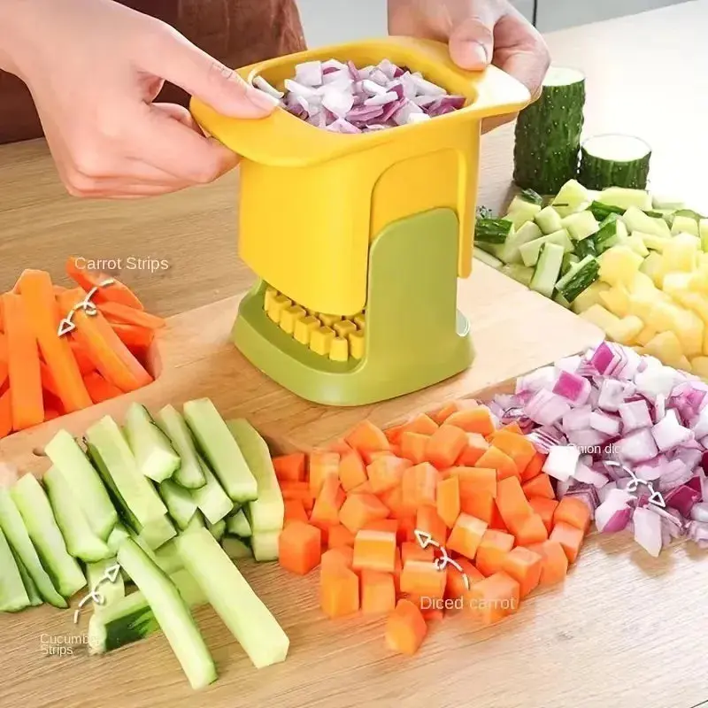 2-in-1 Vegetable Chopper – Dicing & Slitting Tool for Quick Food Prep