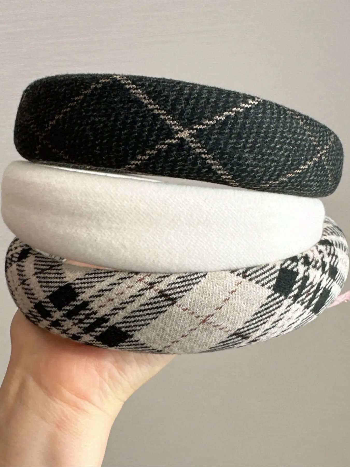 Women's 3pcs Retro Plaid Color Block Padded Fabric Headbands, Wide Autumn Winter Hair Hoops, Stylish Headwrap Accessories, Square Headband, Chic Headbands, Fashion Headbands, Hairbands
