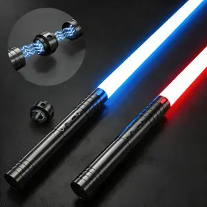 2-in-1 Double Bladed Laser Sword with Metal Hilt, RGB Colors & Sound Mode, Force FX Dueling Sword, Rechargeable Glow Sword for Cosplay, Glow in The Dark Party, Birthday & Holiday Gift for Him, lightsaber