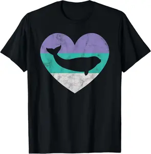 100% Cotton Beluga Whale Gift For Women & Girls Retro Cute T-Shirt
