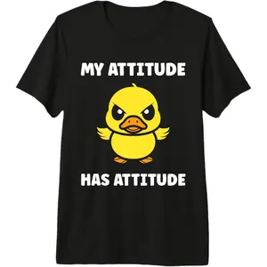 Cute Grumpy Duck Animal Funny Defiance Bad Attitude Premium Tri-Blend T-Shirt for Summer Casual Wear Fitted Short Sleeve Crew Neck Top - Menswear