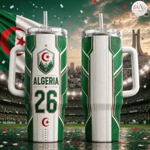 Personalized Soccer 2026 Algeria 40OZ Tumbler, WC Custom Tumbler, 2026 Soccer World Tournament, International Game Day, Sport Lovers Tumbler