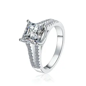 925 Sterling Silver Delicate 2CT Asscher Cut Zircon Rings  for Women Sterling Silver Wedding Ring Trendy All-match & Valentine's Day gift