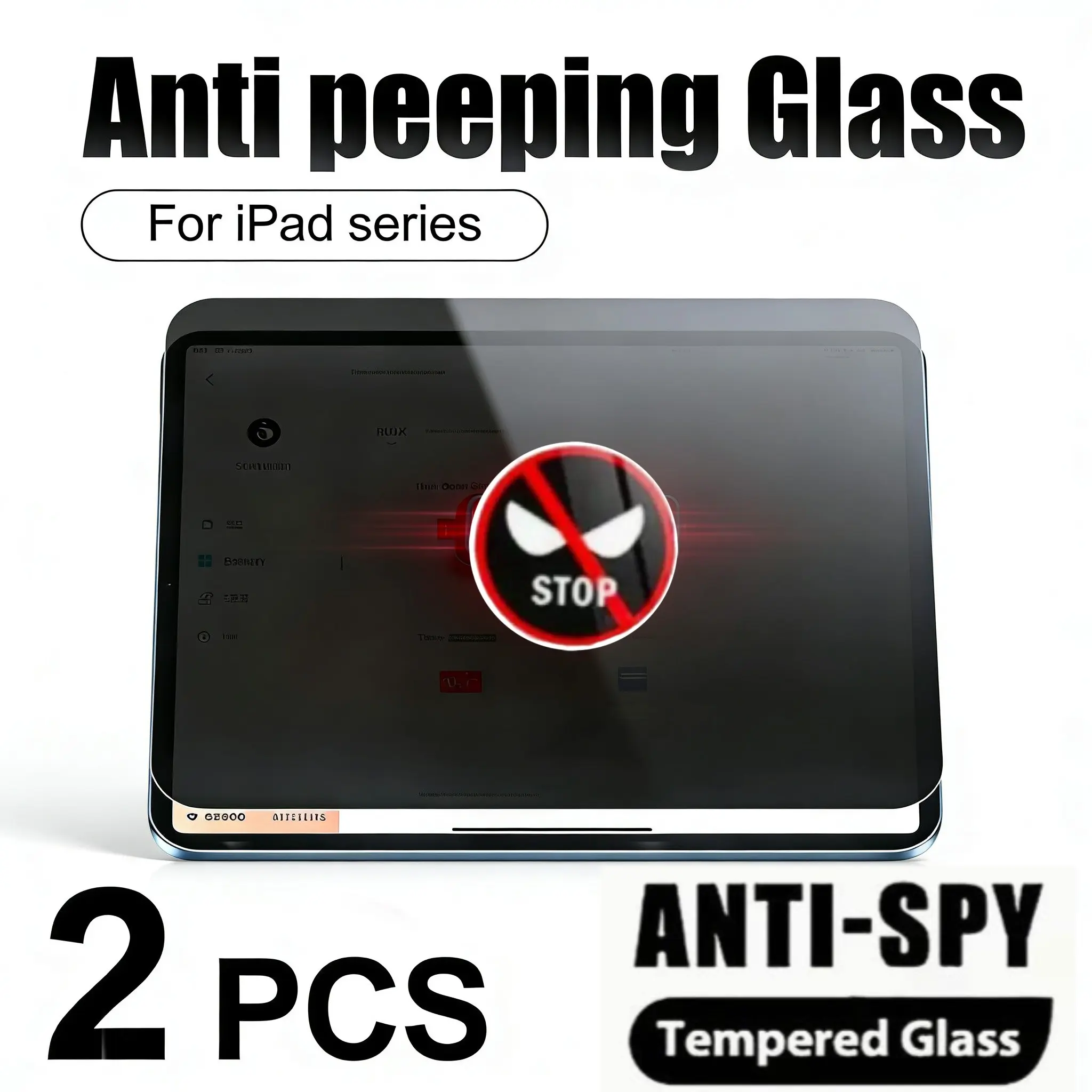 2pc Privacy Tempered Glass Screen Protector for Tablets, Compatible with iPad Air 8/m4, 9h Hardness, Anti-Spy, Anti-Fingerprint, Bubble-Free, Easy Installation
