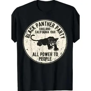 JEHOVAH GLOBAL INC [ Short Sleeve Casual T-Shirt] 1966 Oakland, California Black Panther Party Men's Summer Short Sleeve Crew Neck Casual T-Shirt