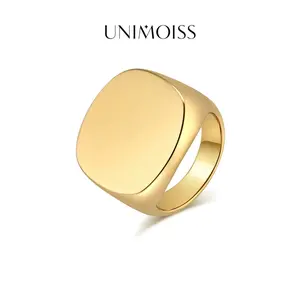 UniMoiss Chunky Square Signet Ring Bold Versatile Cocktail Ring for Women  Men Elegant Stylish Ideal for Large & Medium Hands Wedding Engagement Anniversary Valentine's Day Birthday Gift Daily Wear Jewelry