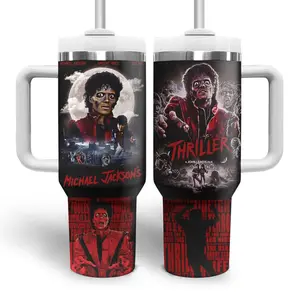 Spooky Vibe Michael Jackson Thriller Tumbler 20oz 40oz – Horror Halloween King of Pop Mug, MJ Thriller Night Stainless Steel Insulated Cup, Gift for Music Fans, Pop Culture Flask