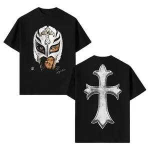 [100% Cotton][  Sale Up To 50%] Rey Mysterio T-Shirt Wrestling WWE Fans Tee Menswear 100% Cotton Crewneck American Top Seamless Rib Collar Casual ShortSleeve Black graphic tee men's t shirts trendy t-shirts