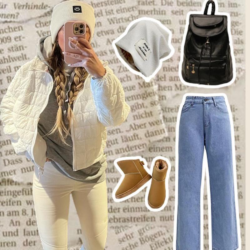 Tanming Women's Lightweight Quilted Puffer Jacket Long Sleeve Full Zip Casual Padded Coat  with Side Pockets Spring