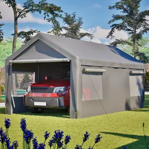 WHAVEN 10x20 FT Carport Canopy Portable Garage Heavy Duty Shed Tent with Removable Sidewalls & Roll-up Ventilated Windows for Car Storage, Party Shelter, Camp, Farm, Tool Storage