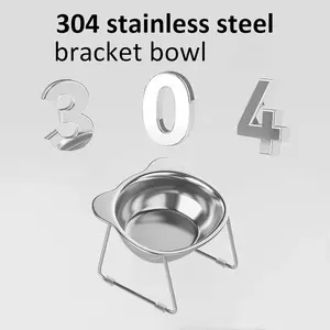 Elevated Cat Bowls, 15°Tilted Stand Whisker Friendly Raised Cat Food & Water Dishes, 5.9 inch Stainless Steel Indoor Anti-Vomiting Small Dog Bowls,Dishwasher Safe,Spine Friendly