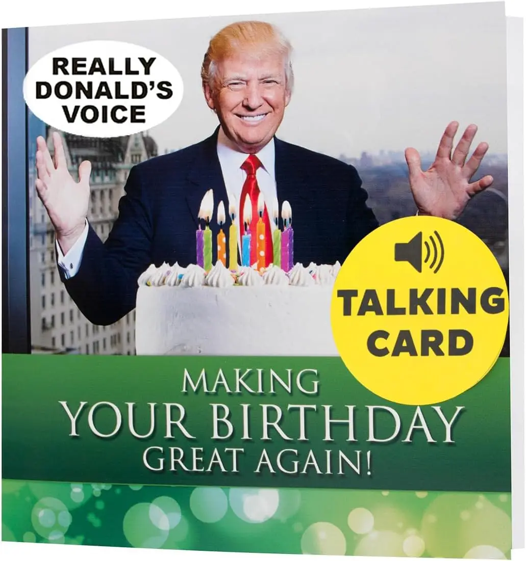 Talking Birthday Card with Trump's Real Voice - Republican Birthday Cards for Men, Donald Trump Gifts for Men, Funny Birthday Card for Women (Green)