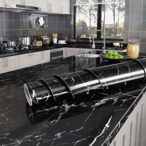 Marble Vinyl Self-Adhesive Wallpaper, 40cm/55cm Waterproof Contact Paper, PVC Wall Stickers for Kitchen & Living Room Decoration