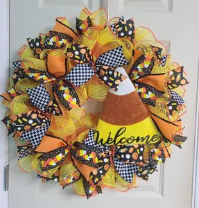 Candy corn  wreath, Halloween wreath