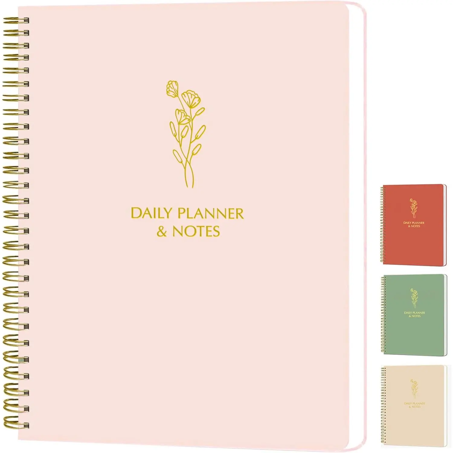 Simple Dily Plnner Undted &  Notebook: With Hourly Schedule - 6.5x9.25" Blush Pink - esthetic Spirl Note book for Work nd Life Tsks - Dy & Hour gend, Orgnizer Notepd Journl