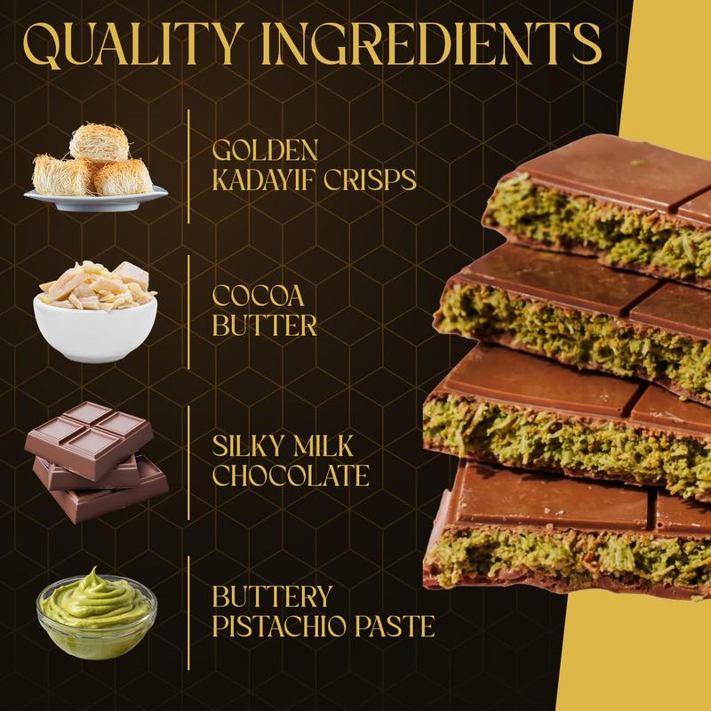 BeeMax Authentic Dubai-Style Mini Chocolate Bar, 3.36 oz (Pack of 1) - Luxurious Milk Chocolate with Kadayif and Pistachios - Middle Eastern Gourmet Indulgence - Ideal for Gifting & Special Occasions