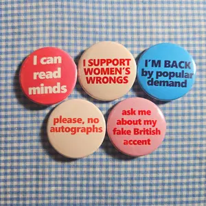 Pinback Button Pins (Set of 5) 1.25"/32mm Funny Badges, Offensive, Humor