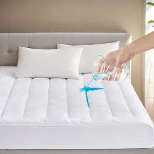 Cloud Soft Overfilled Plush Waterproof Mattress Pad Protector, Fitted Pocket Fits Up to 18 Inch, Machine Washable Bed Cover, White