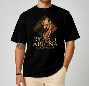 Ricardo Arjona Movistar Arena Concert Poster Comfort Color Letter Printed Tee Ring-Spun Cotton Soft-Washed T-Shirt Trendy Tops Perfect Gift