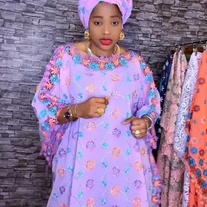 Elegant Toyin Lafaya Bubu Fabric with Vibrant Floral Embroidery and Soft Lilac Hue for Stylish Outfits