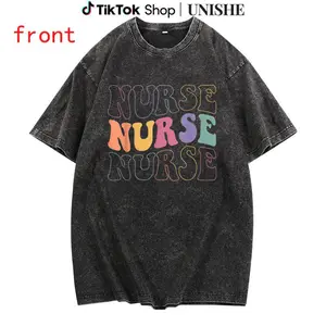 RN Nurse Casual Shirt – 100% Cotton Washed Unisex Groovy Tee for ICU, ER, Pediatric Nurses