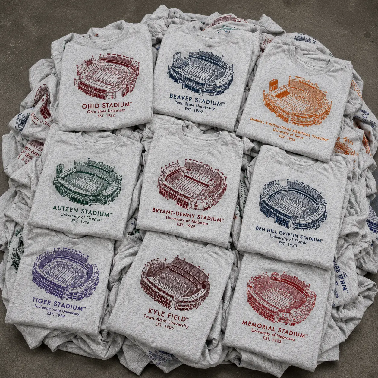 Vintage College Stadium T-Shirt, Retro University Football Stadium Graphic Tee, Classic Campus Landmark Shirt, Alumni Game Day Apparel, Unisex Ash Grey Cotton Tee, School Spirit Gift, Varsity Streetwear