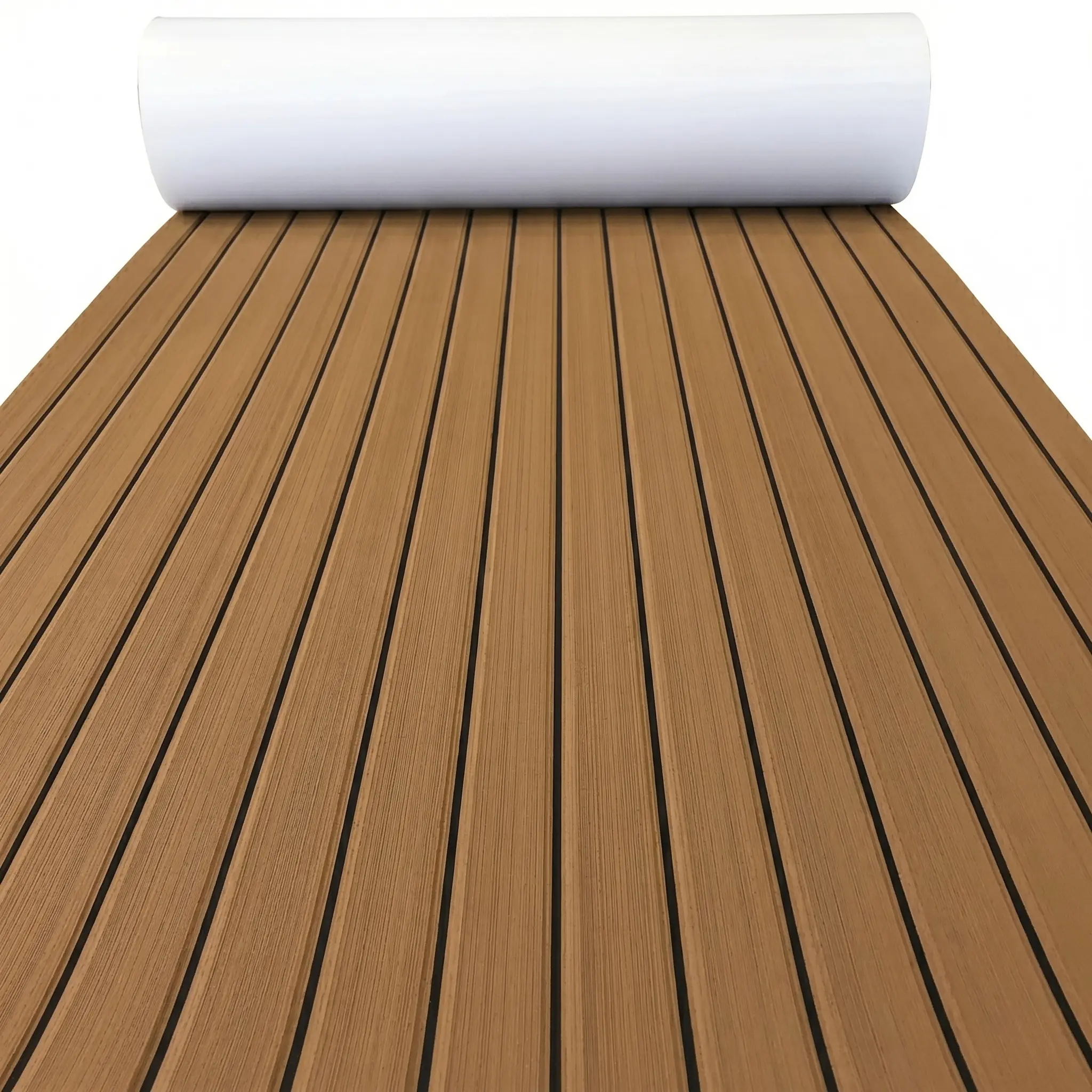 KXKZREN Boat Decking, Brushed Faux Teak High-Density EVA Foam Mat - Self-Adhesive, Waterproof Non-Slip Sheet for Marine Decor, Yachts & Kayaks, Outdoor, Non-Slip Backing, 2400Mm, Anti-Skid