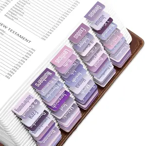 Lavender Solid Color Bible Tabs for Old and New Testament, 80 Large Print Tabs for Bible Study, Water-Resistant and Durable Bible Index Tabs for Women and Men - 1.7" Wide