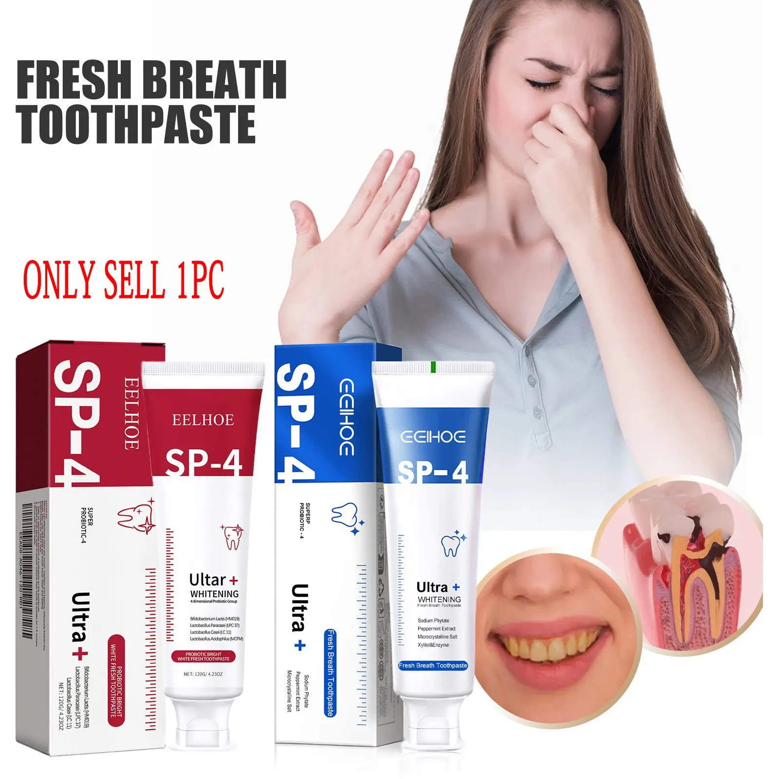 Ultra Sp-4 Probiotic Whitening Toothpaste, Single Pack, Promotes Oral Health, Effective Teeth Brightening Formula