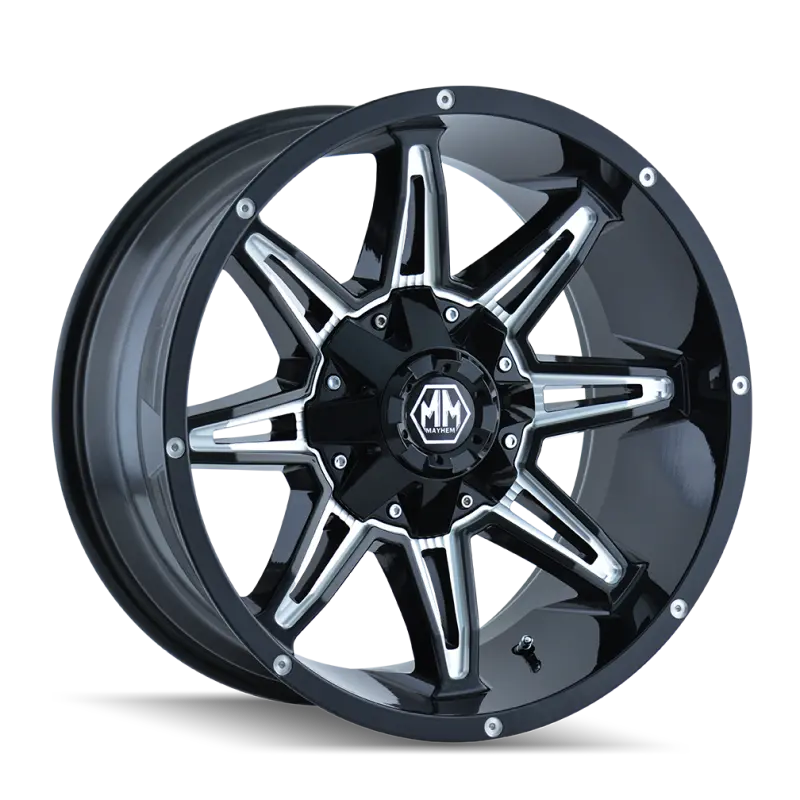 Mayhem 8090 Rampage 20x9 / 6x135 BP / 0mm Offset / 106mm Hub Black w/ Milled Spokes Wheel