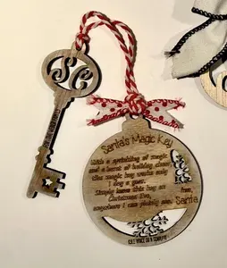 Custom Laser Wood Magic Santa Key with Engraved names