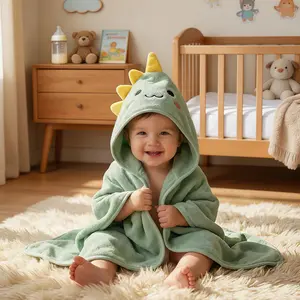 Cute Animal Hooded Baby Towel, Thick Warm Coral Fleece Bath Wrap, Super Absorbent & Soft Toddler Bathrobe for Boys & Girls