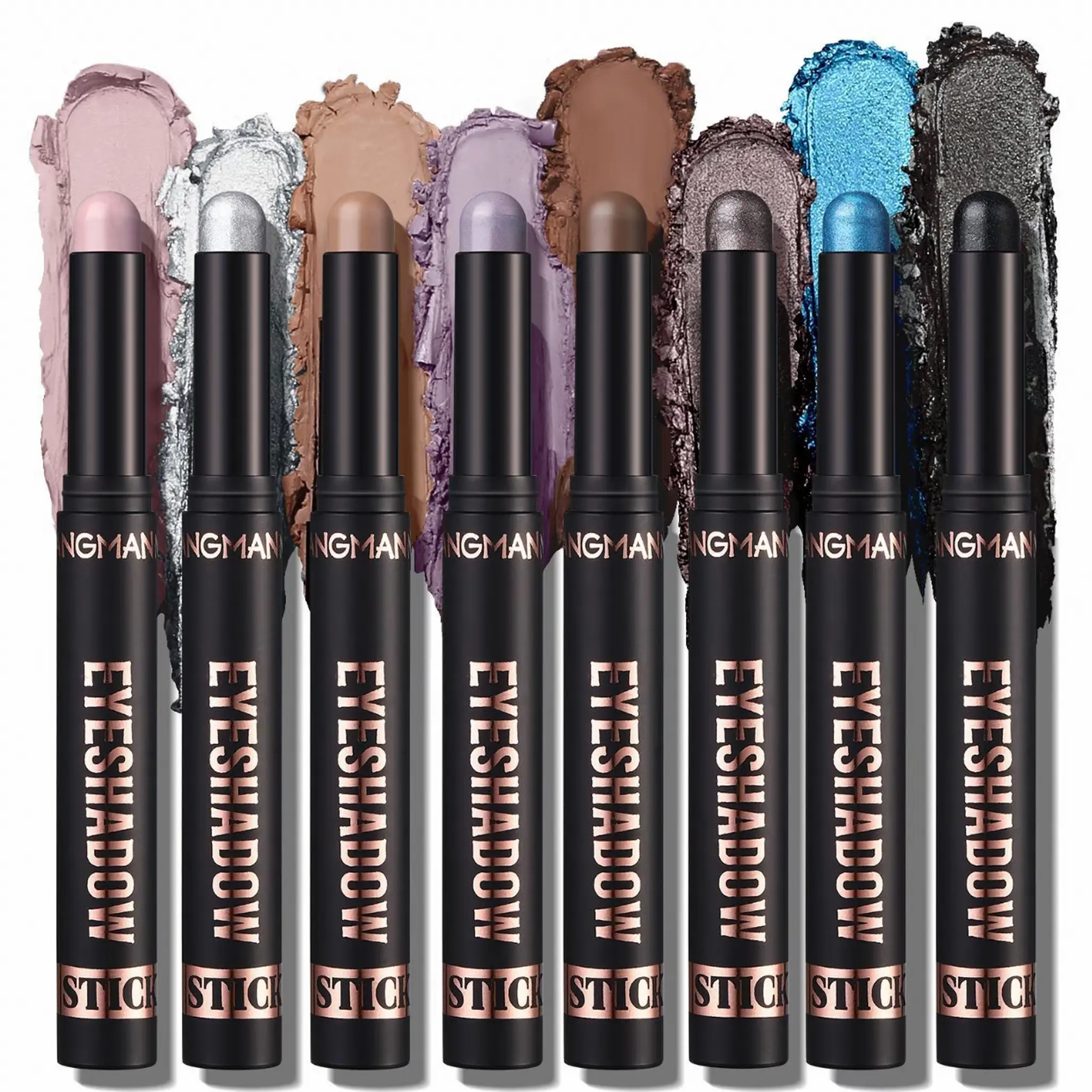 8-Color Cream Eyeshadow Stick Cosmetic Set - Long-Wearing Matte & Shimmer Glitter Sticks with Bling Effect, Travel Size Compact for Beginners, Daily/Travel Use, Glitter Eyeshadow Stick