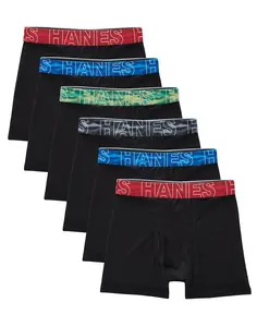 Hanes Boys' Performance Mesh Tween Boxer Briefs Pack, X-Temp, Black, 6-Pack