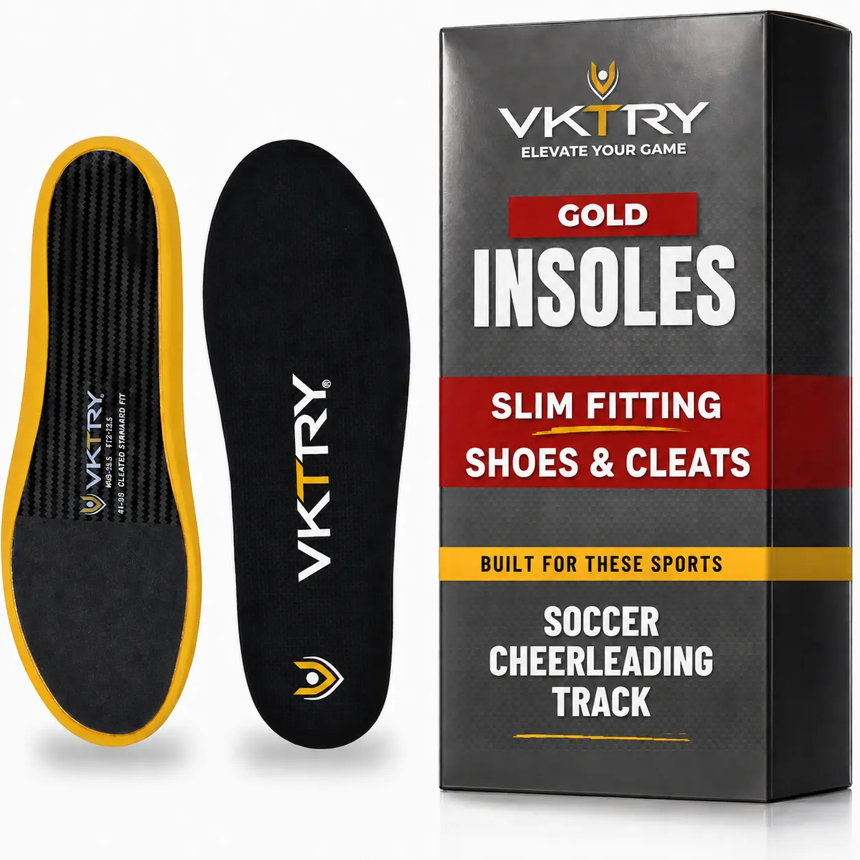 VKTRY Soccer/Cheer/Track Gold Carbon Fiber Performance Insoles