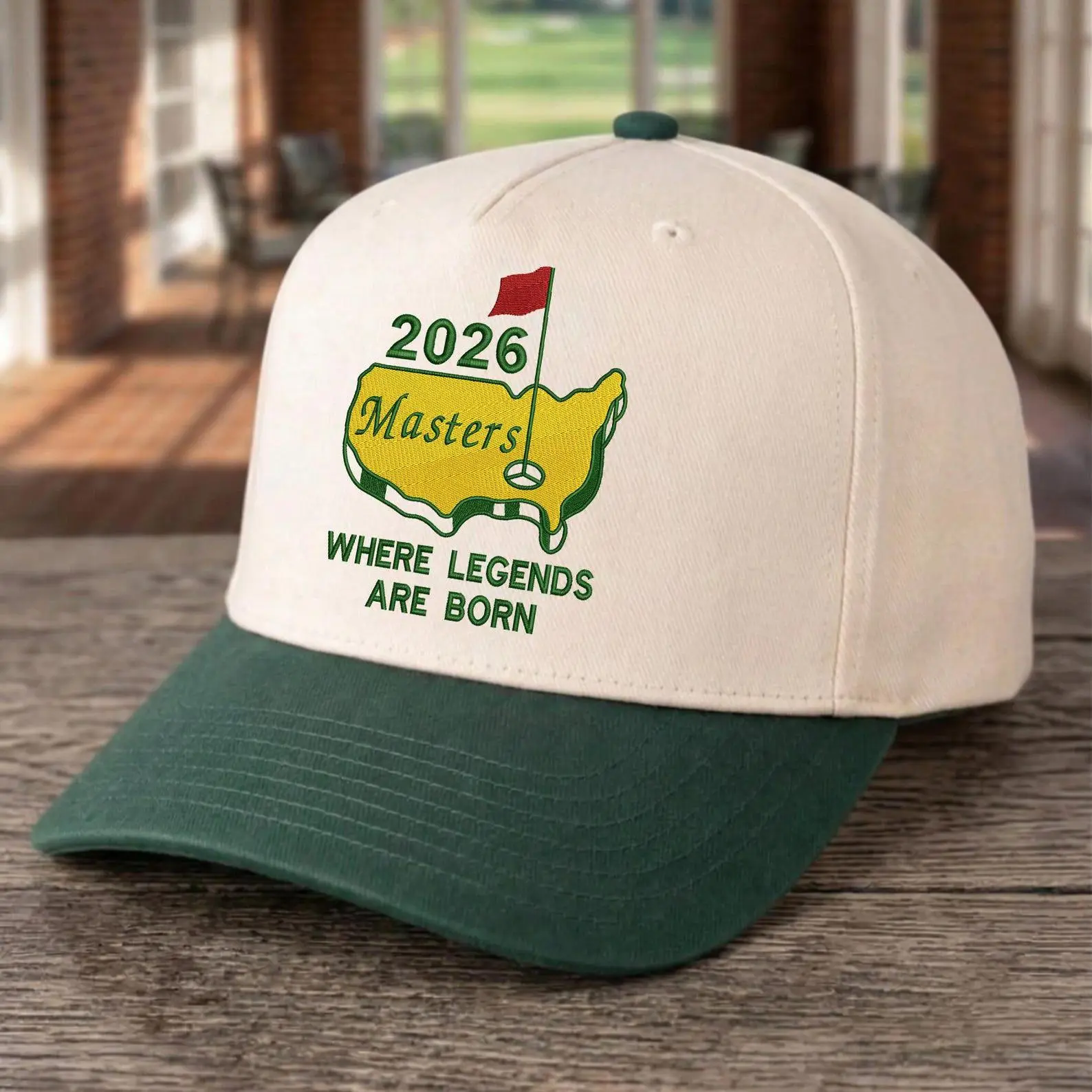 Masters White Baseball Cap with Green and Yellow Embroidery Minny Co. | Premium Headwear & Custom Embroidery main image 4